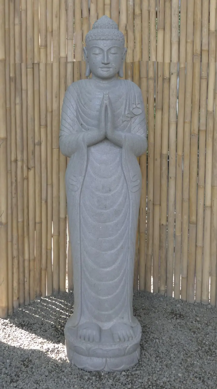  Product image 1 of the product “Standing Buddha made of Riverstone, position Namaskara , H. 180cm. ”